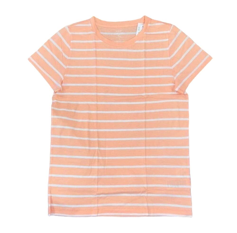 NWT J. Crew Peach & White Striped Vintage Cotton Crewneck Tee